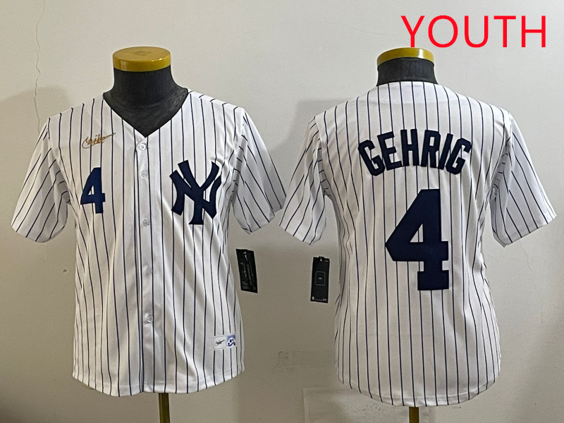 Youth New York Yankees 4 Gehrig White 2025 Nike MLB jersey style 3